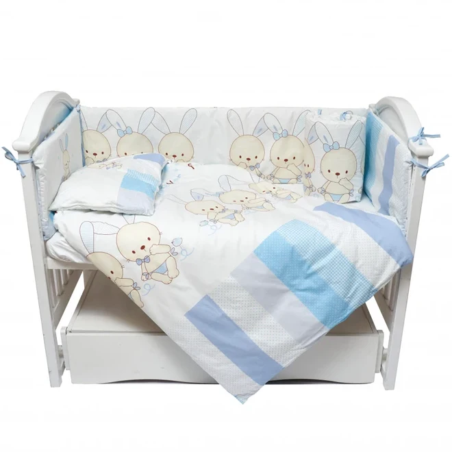Постельный комплект 7 эл. Twins Dolce Друзья кролики 4060-D7-003, blue